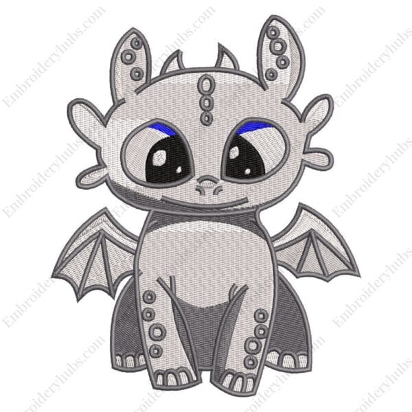 Light Fury Embroidery Design - How to Train a Dragon