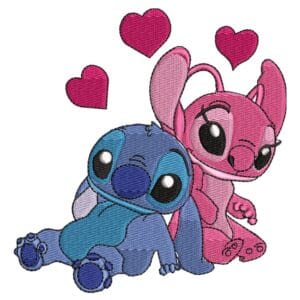 Stitch Angel Love Embroidery Design - Lilo & Stitch
