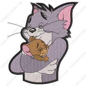 Tom Hugs Jerry Embroidery Design - Tom & Jerry