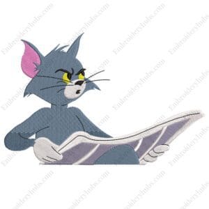 Tom Newspaper Embroidery Design - Tom & Jerry