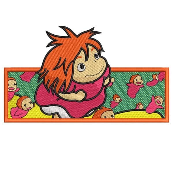Ponyo Fly Embroidery Design - Ponyo Anime Embroidery Design