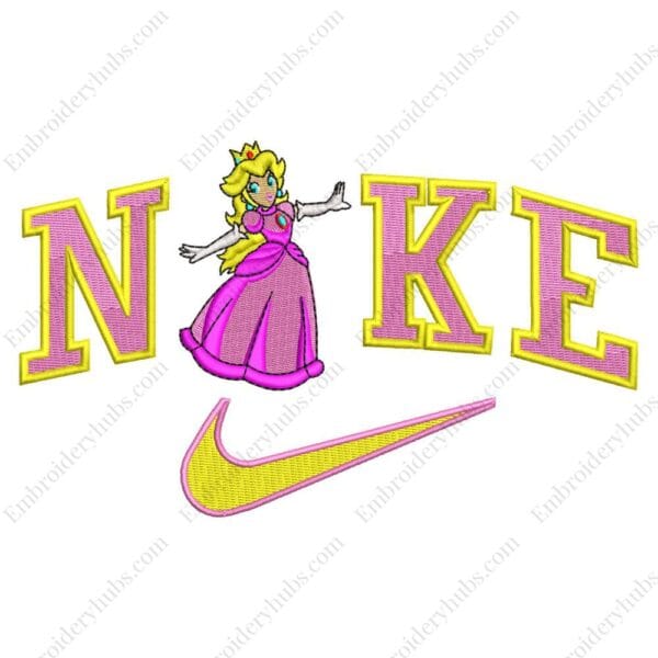 Princess Peach Nike Embroidery Design - Super Mario