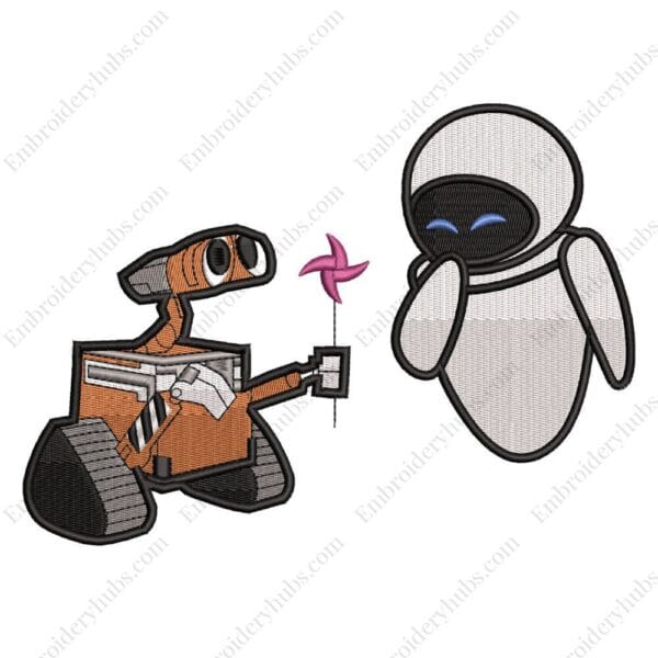 Wall-E & Eva Embroidery Design - Wall E