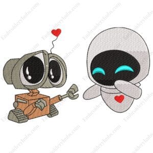 Wall-E & Eva Embroidery Design - Wall E