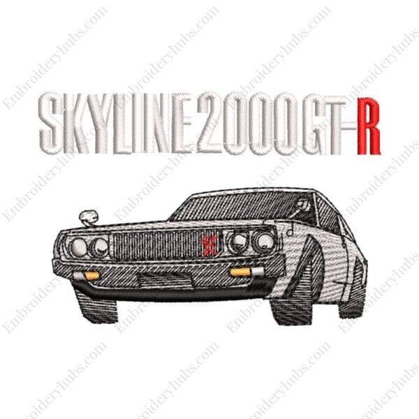 Nissan Skyline 2000GTR Embroidery Design - Car Embroidery Design