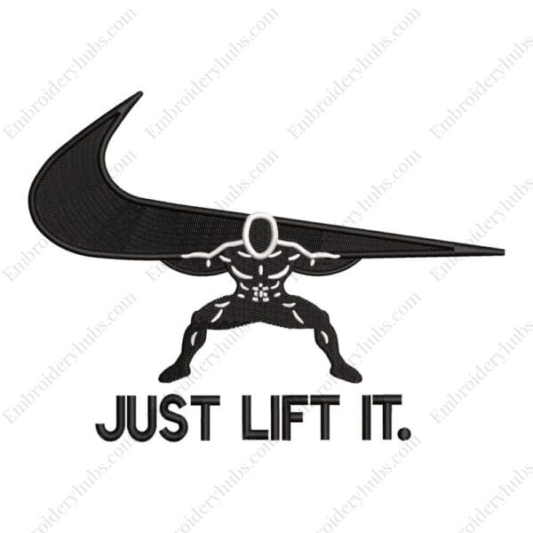 Just Lift It Swoosh Embroidery Design -  Gym Embroidery Design