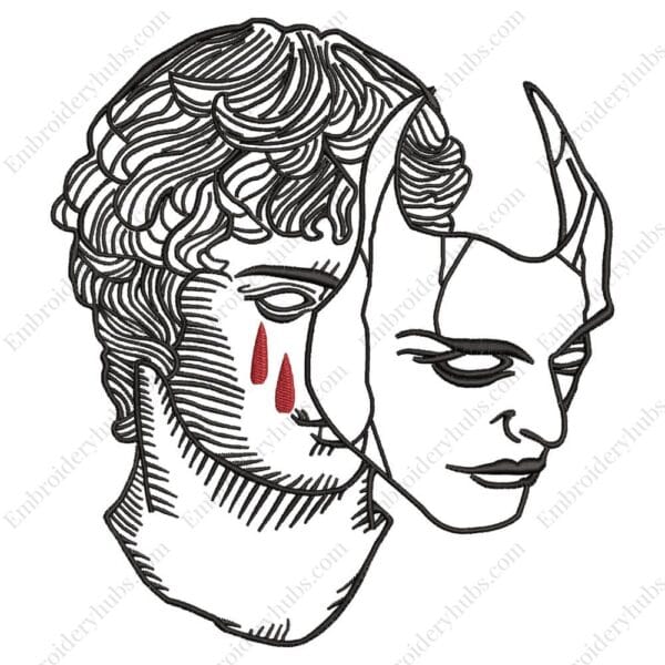 Devil Mask Embroidery Design