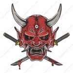 Oni Demon Swords Embroidery Design