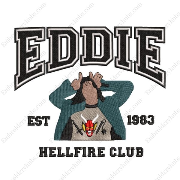 Eddie Hellfire Club Embroidery Design - Stranger Things