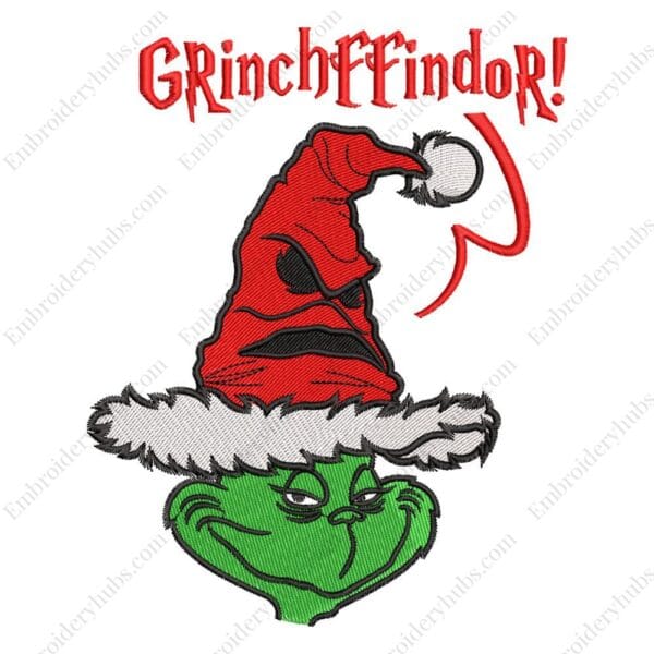 Grinchffindor Embroidery Design - Grinch