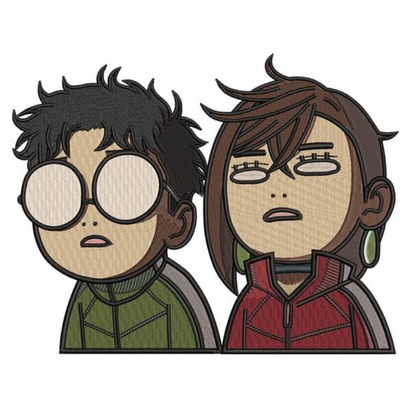 Okarun and Momo Embroidery Design - Dan Da Dan Anime Embroidery Design