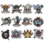 Straw Hat Crew Logo Bundle Embroidery Design - One Piece Anime Embroidery Design
