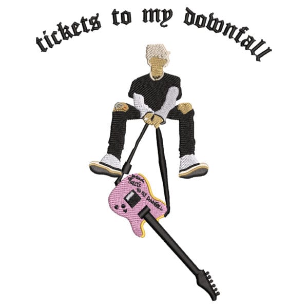 Tickets to my Downfall Embroidery Design ? Machine Gun Kelly